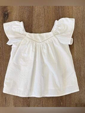 NWOT Janie and Jack White Flutter Sleeve Cotton Seersucker Top Sz: 4T | Summer